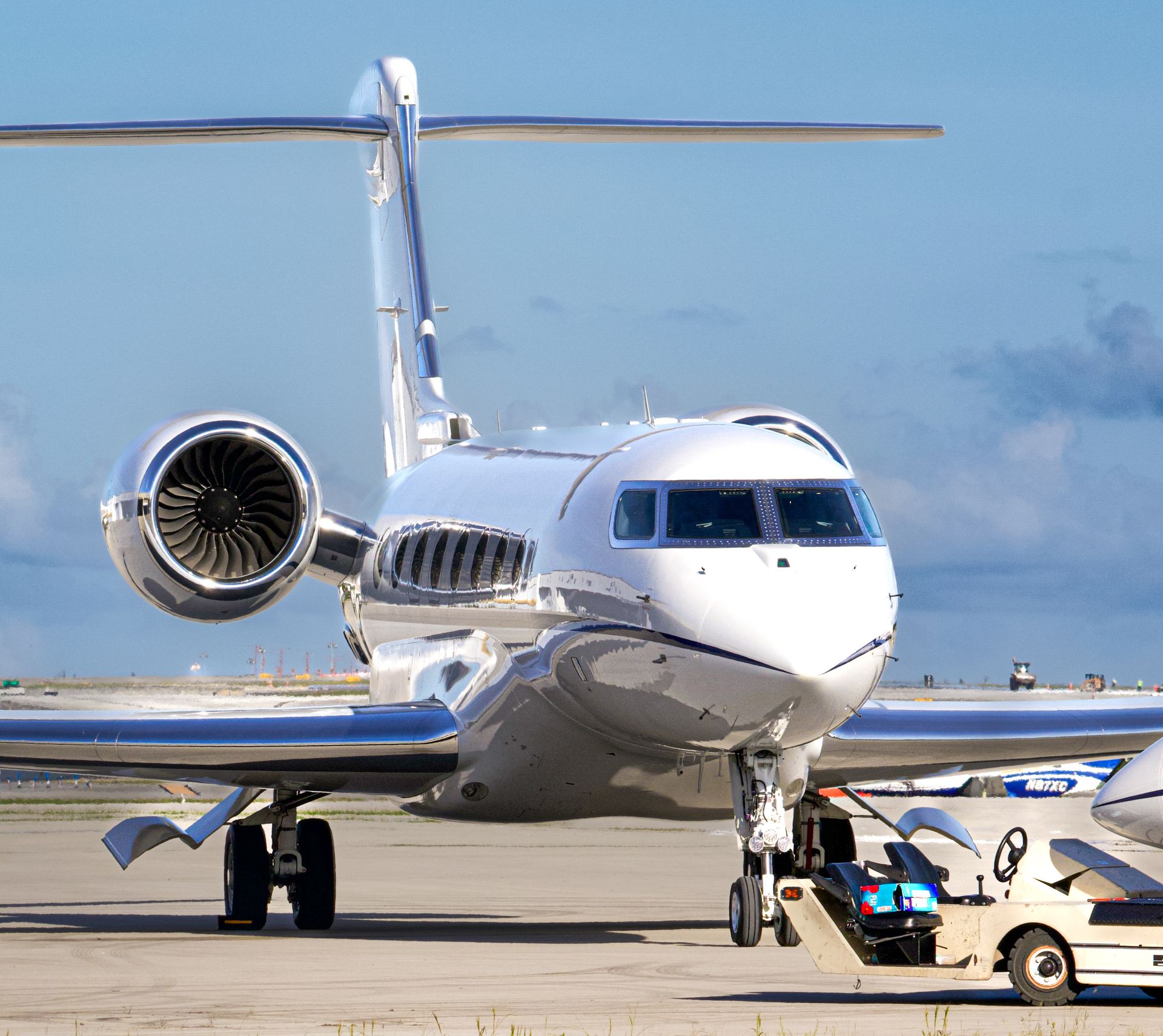 A private jet waiting on the tarmac